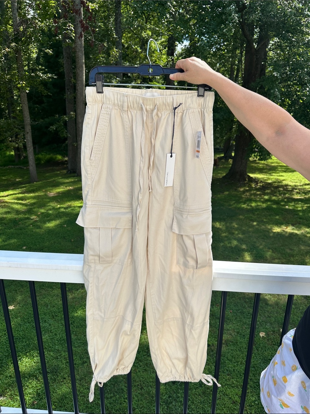Habitual Beige Cargo Pants with Drawstring Ankles